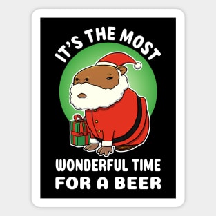 It's the most wonderful time for a beer Capybara Christmas Magnet